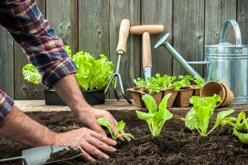 Landscape gardener arriving at a residential garden
